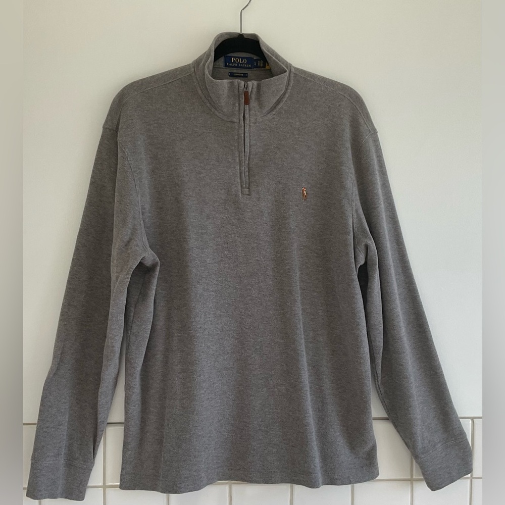 Polo Ralph Lauren Heather Gray Half Zip Mock Neck Pullover Sweater Size: Large